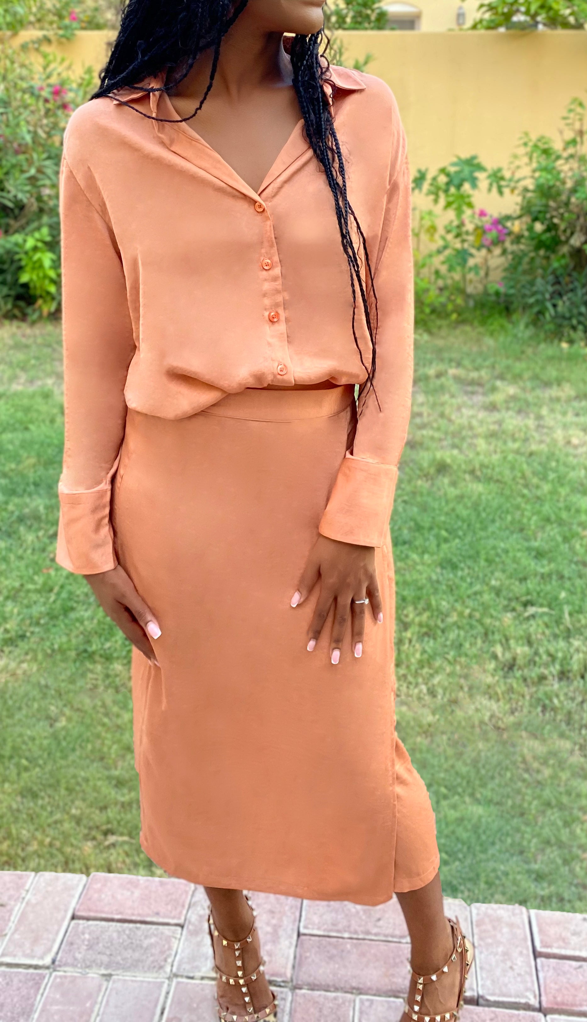 women's wrap skirt orange dubai fashion boutique plus size midsize