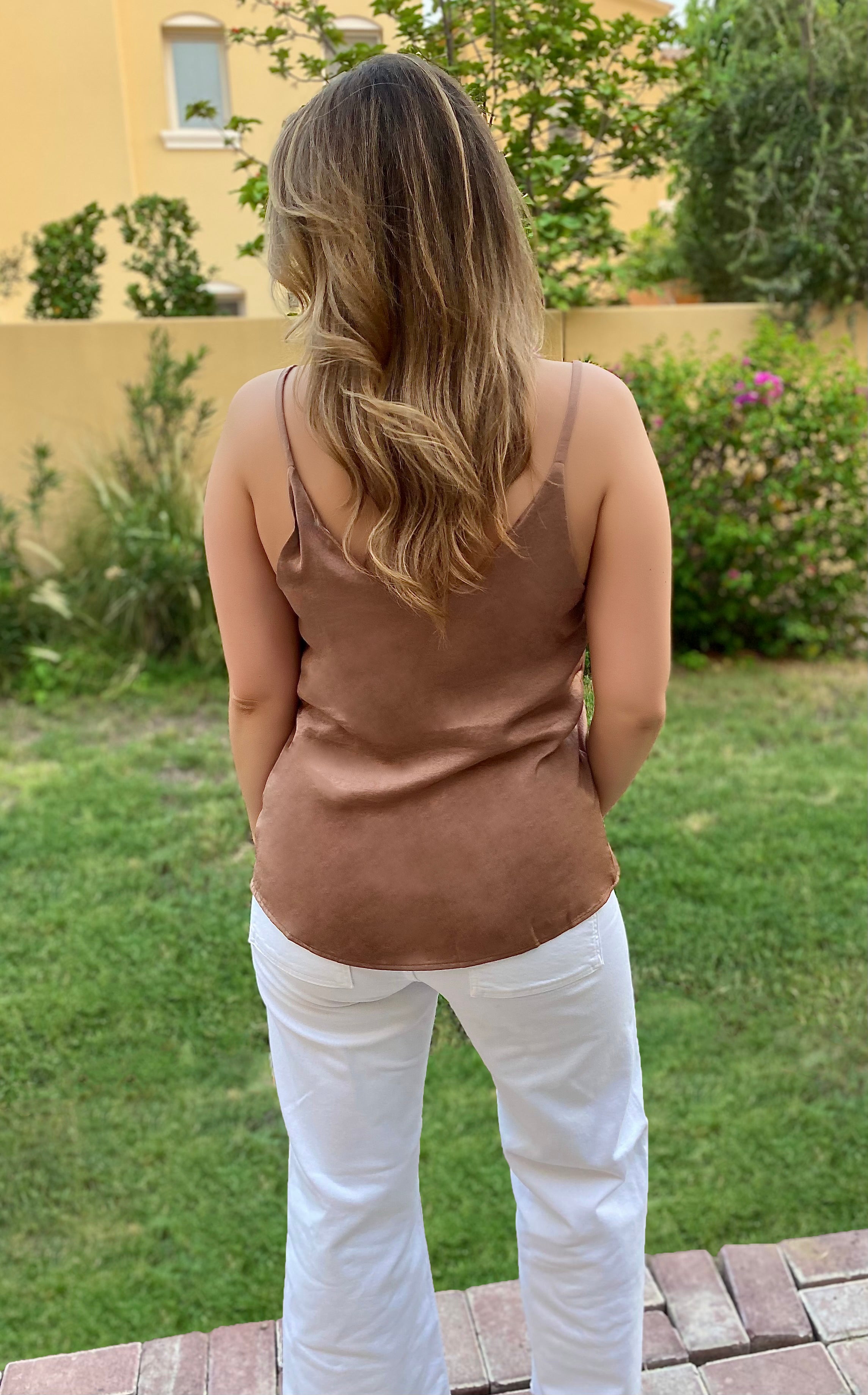 women's brown cami top dubai fashion brand plus size