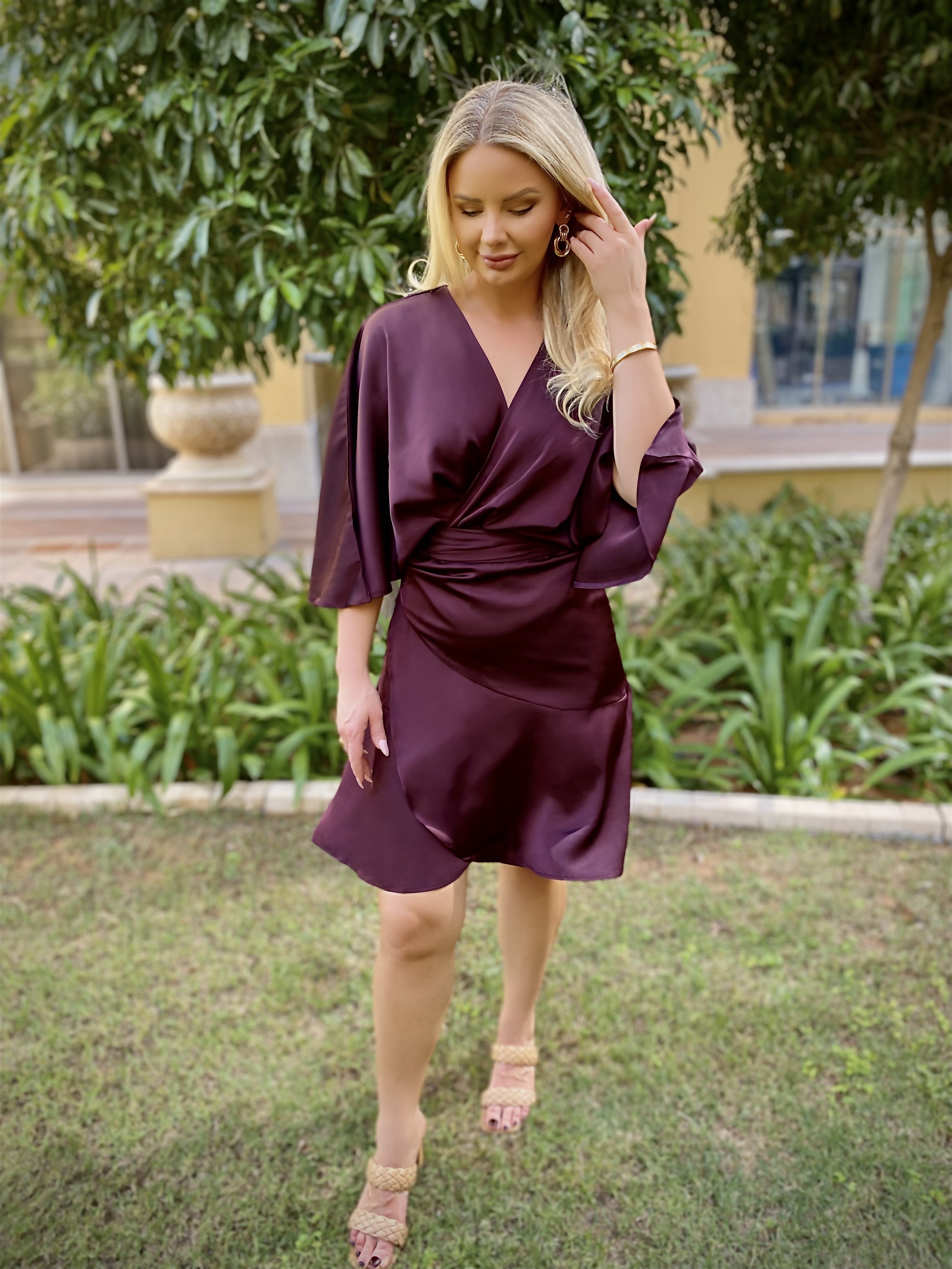 women's wrap dress dubai uae women's fashion plum purple