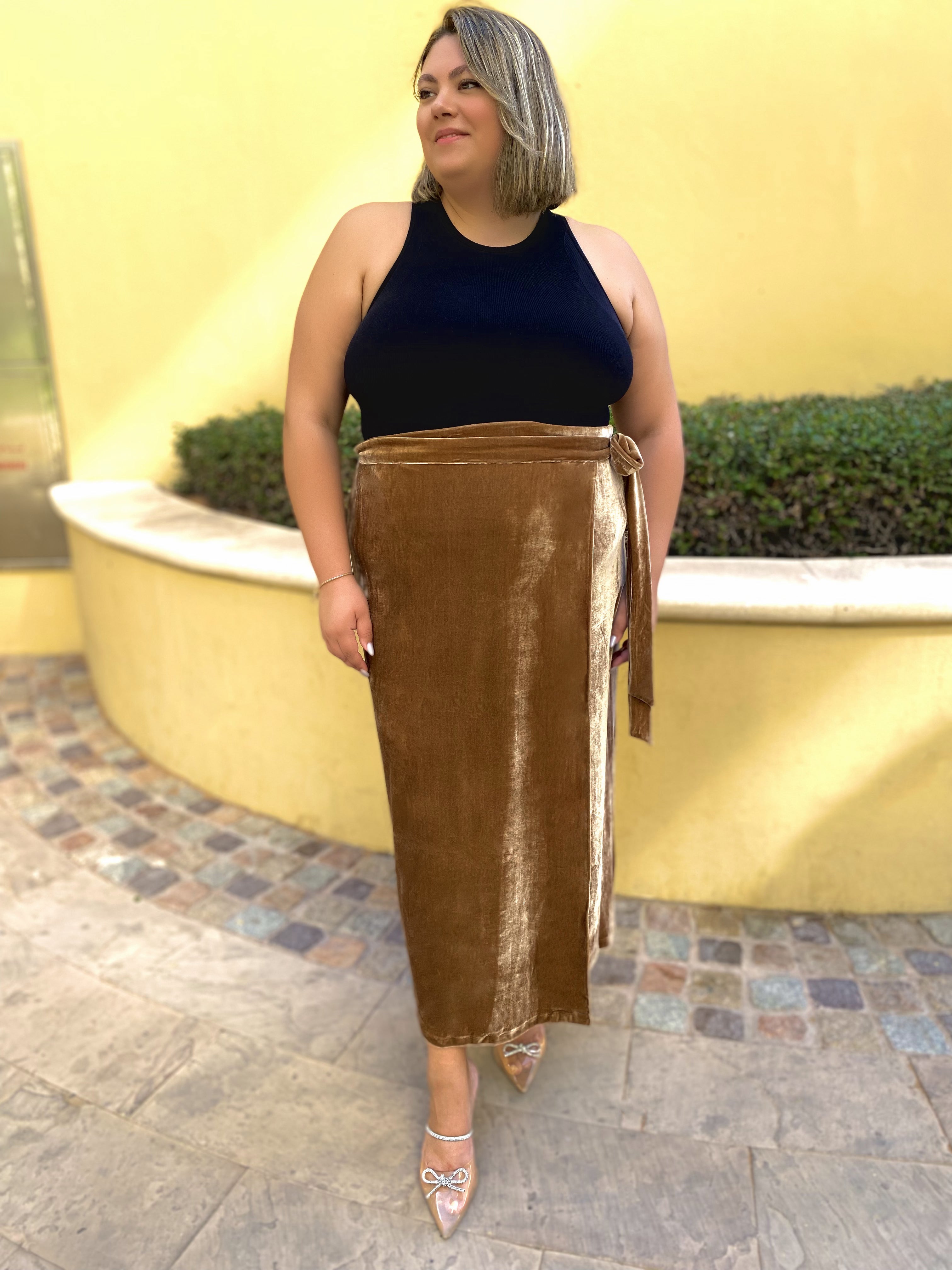 women's wrap skirt gold dubai plus size