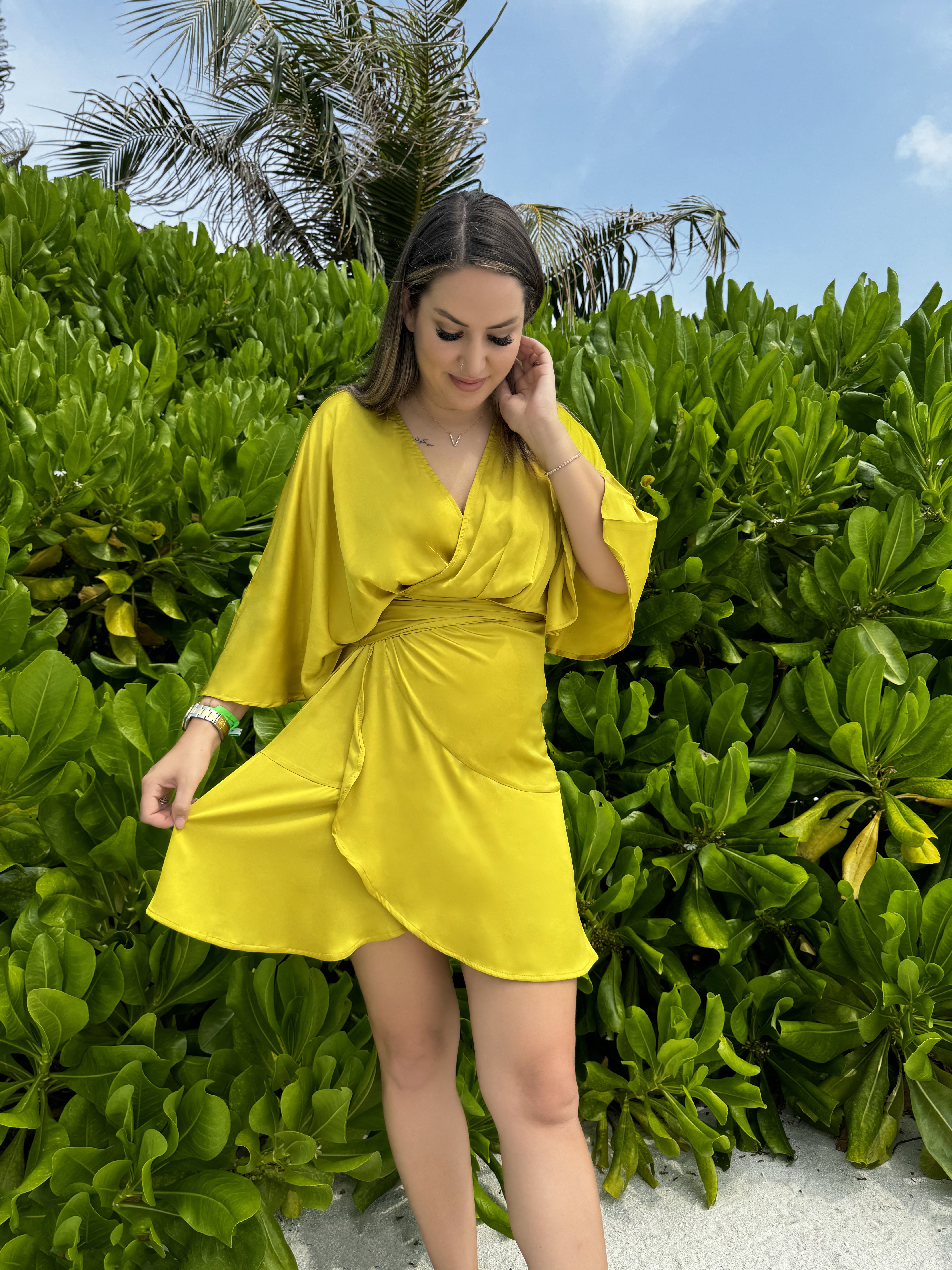Amelia Wrap Dress - Vibrant Lime