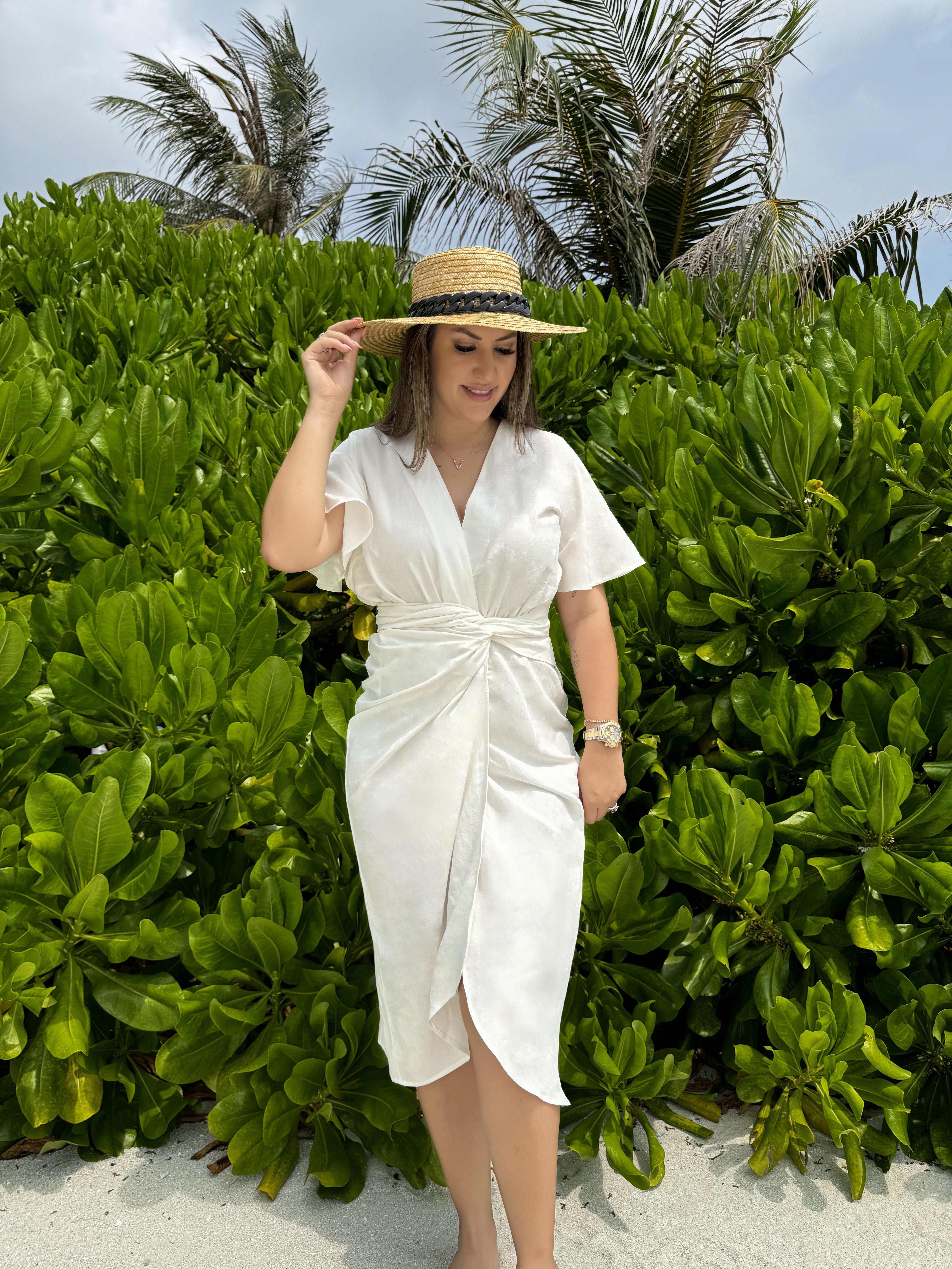 women's white wrap dress linen dubai fashion